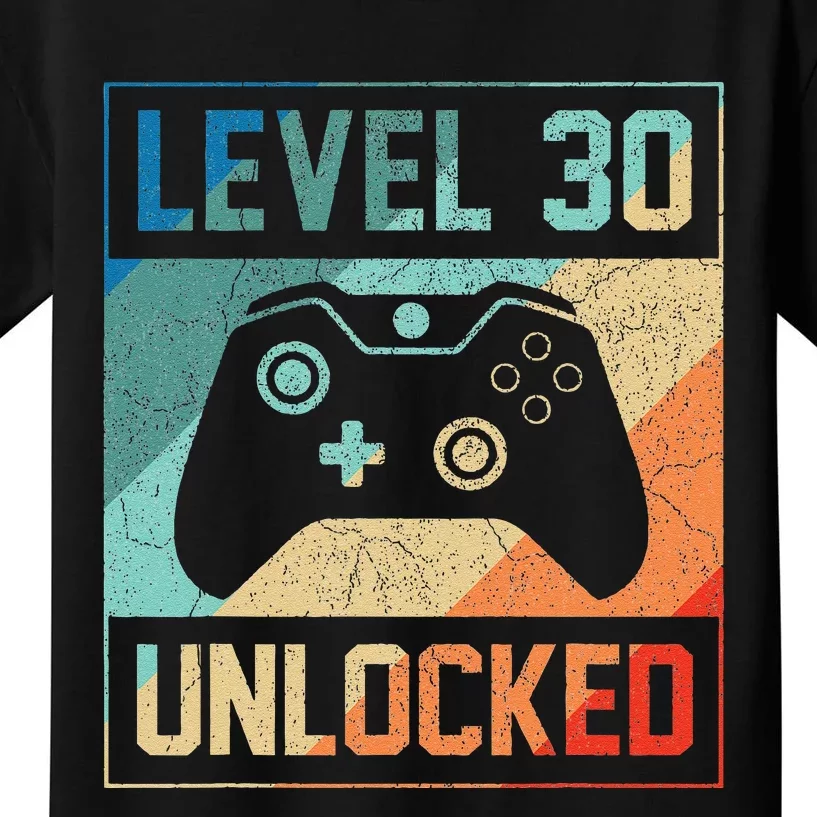 Level 30 Unlocked Video Gamer 30th Birthday Gifts Kids T-Shirt