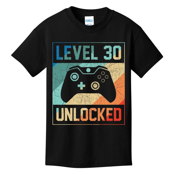 Level 30 Unlocked Video Gamer 30th Birthday Gifts Kids T-Shirt