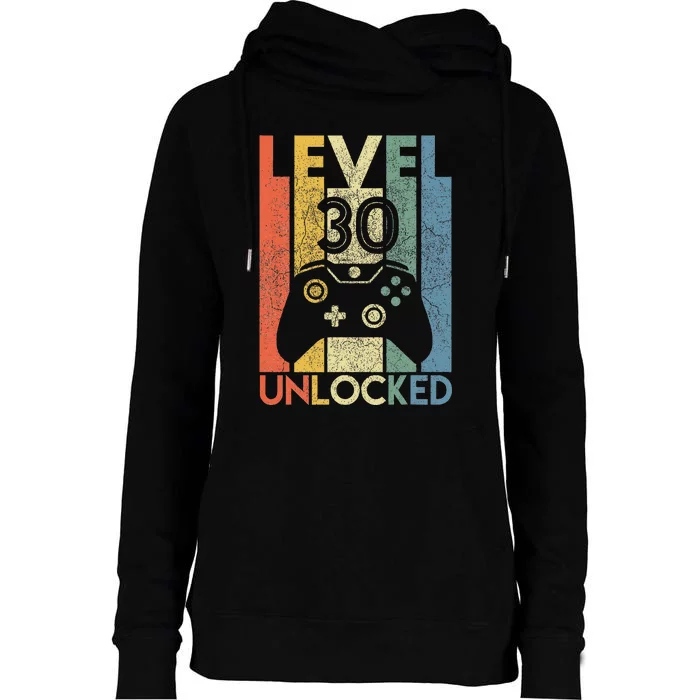 Level 30 Unlocked Gamer Birthday Present Womens Funnel Neck Pullover Hood