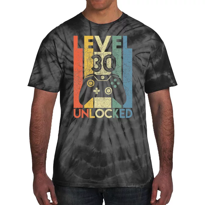 Level 30 Unlocked Gamer Birthday Present Tie-Dye T-Shirt