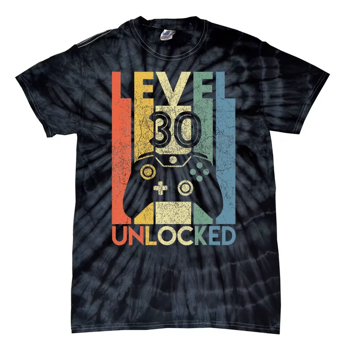 Level 30 Unlocked Gamer Birthday Present Tie-Dye T-Shirt