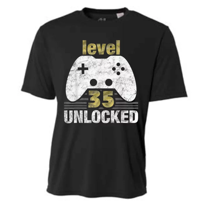 Level 35 Unlocked 35th Birthday 35 Year Old Gift for Gamers Cooling Performance Crew T-Shirt