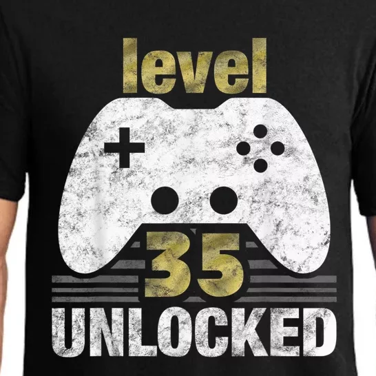 Level 35 Unlocked 35th Birthday 35 Year Old Gift for Gamers Pajama Set