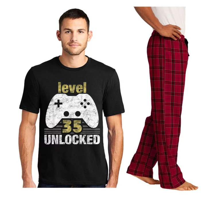 Level 35 Unlocked 35th Birthday 35 Year Old Gift for Gamers Pajama Set