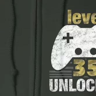 Level 35 Unlocked 35th Birthday 35 Year Old Gift for Gamers Full Zip Hoodie