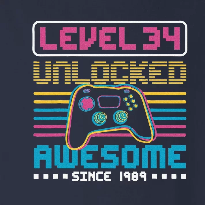 Level 34 Unlocked Awesome Since 1989 Gaming Birthday Toddler Long Sleeve Shirt