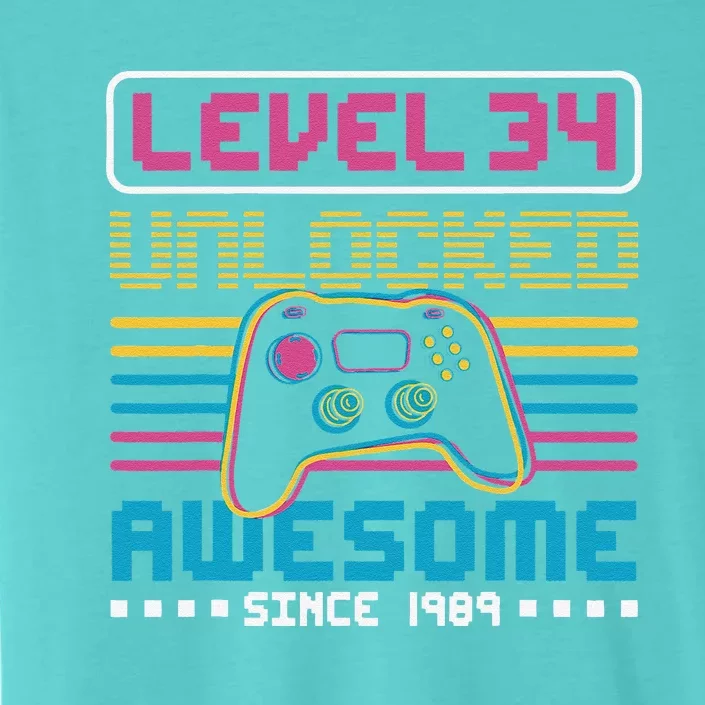 Level 34 Unlocked Awesome Since 1989 Gaming Birthday ChromaSoft Performance T-Shirt