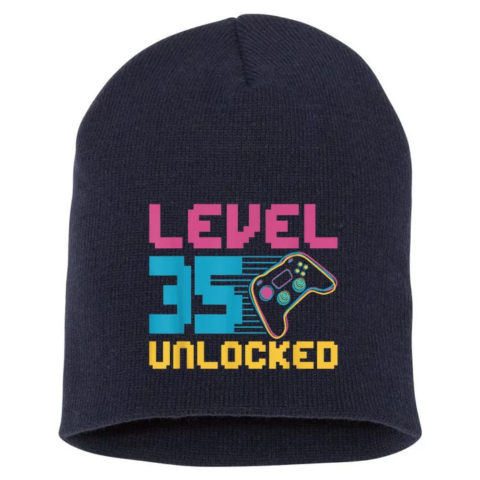 Level 35 unlocked Gaming Birthday Short Acrylic Beanie