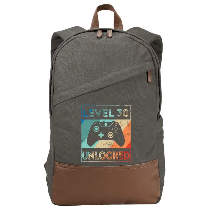 Level 30 Unlocked Shirt Bithday Gamer 30th Birthday Gifts Cotton Canvas Backpack