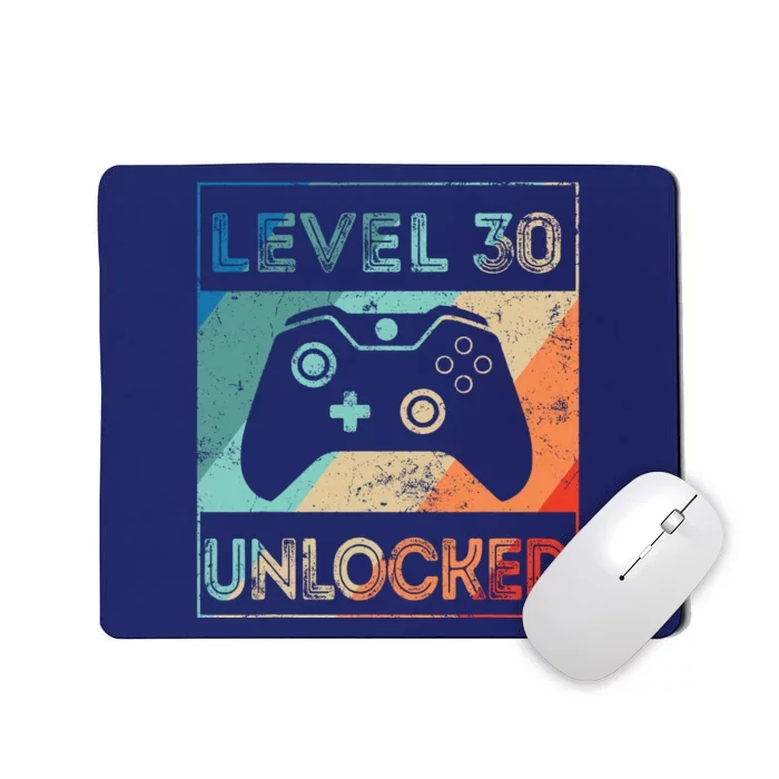 Level 30 Unlocked Shirt Bithday Gamer 30th Birthday Gifts Mousepad