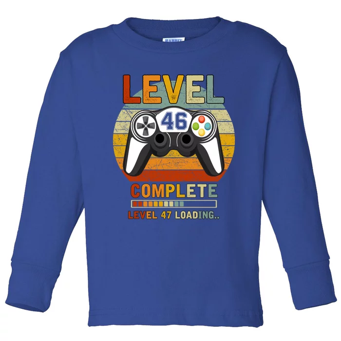 Level 46 Complete Level 47 Loading Gamers 46th Birthday Gift Toddler Long Sleeve Shirt