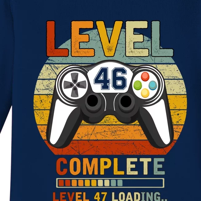 Level 46 Complete Level 47 Loading Gamers 46th Birthday Gift Baby Long Sleeve Bodysuit