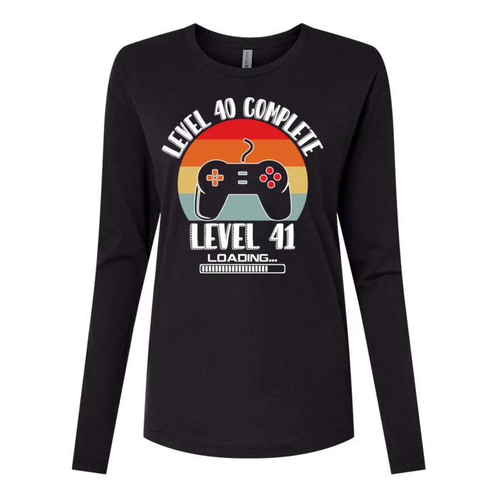 Level 40 Complete Level 41 Loading Vintage Birthday Video Game Womens Cotton Relaxed Long Sleeve T-Shirt