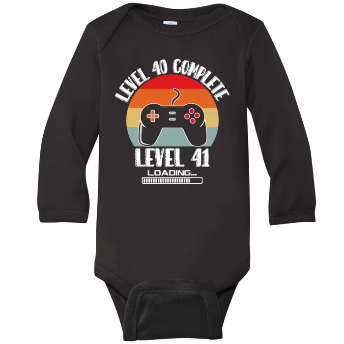 Level 40 Complete Level 41 Loading Vintage Birthday Video Game Baby Long Sleeve Bodysuit