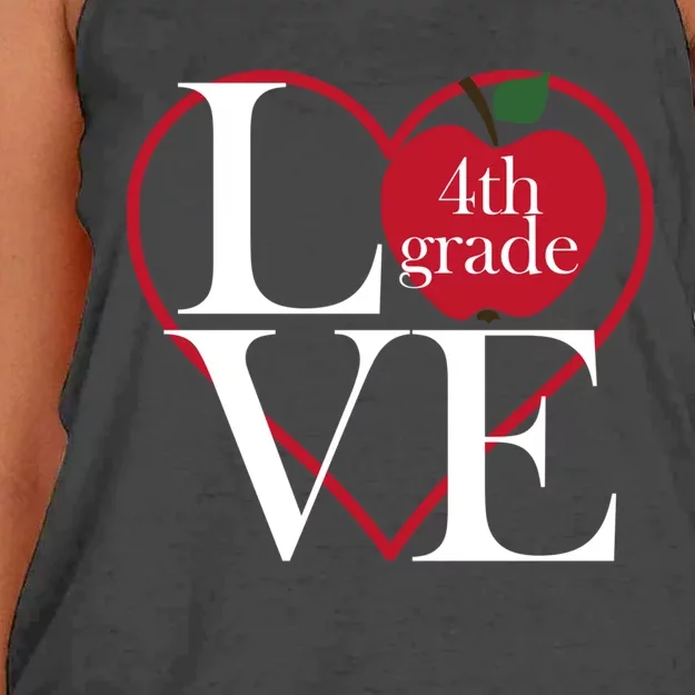 Love 4Th Grade Teacher Gift Women's Knotted Racerback Tank