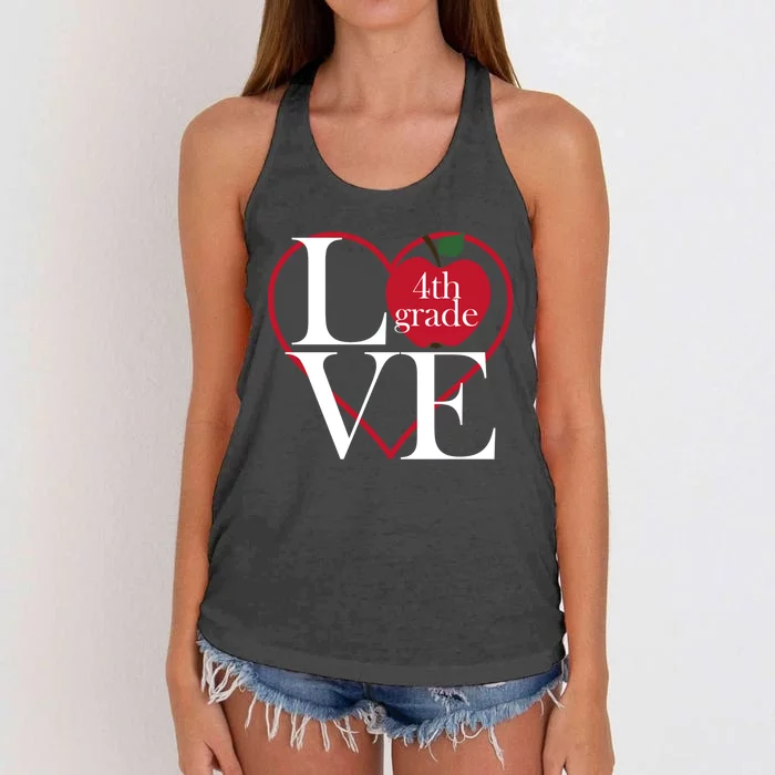 Love 4Th Grade Teacher Gift Women's Knotted Racerback Tank