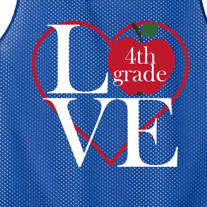 Love 4Th Grade Teacher Gift Mesh Reversible Basketball Jersey Tank