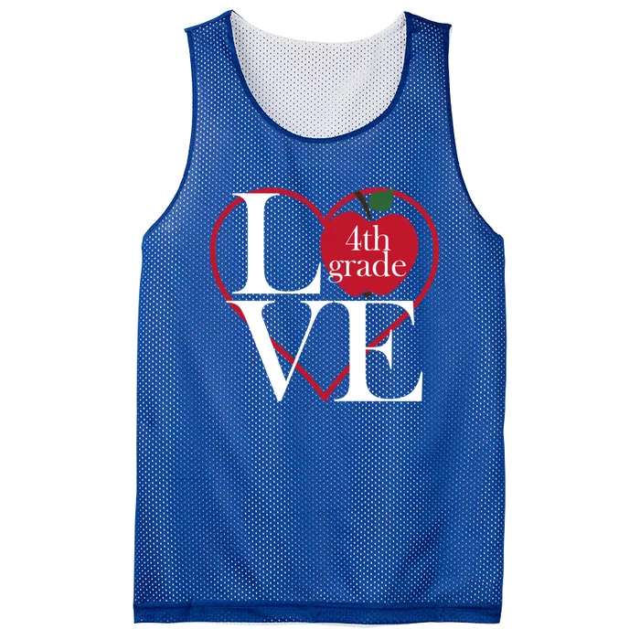 Love 4Th Grade Teacher Gift Mesh Reversible Basketball Jersey Tank