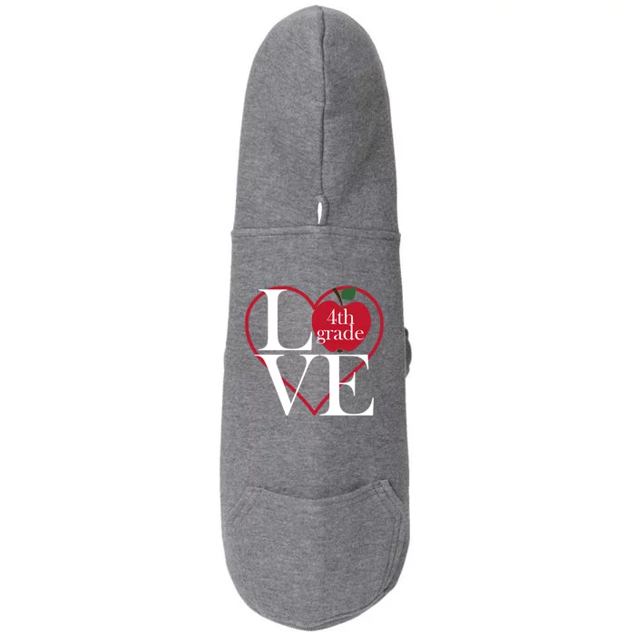 Love 4Th Grade Teacher Gift Doggie 3-End Fleece Hoodie