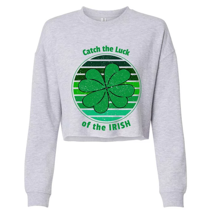 Lucky 4 Leaf Clover Sunset Saint Patrick's Day Cropped Pullover Crew