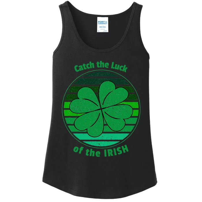 Lucky 4 Leaf Clover Sunset Saint Patrick's Day Ladies Essential Tank