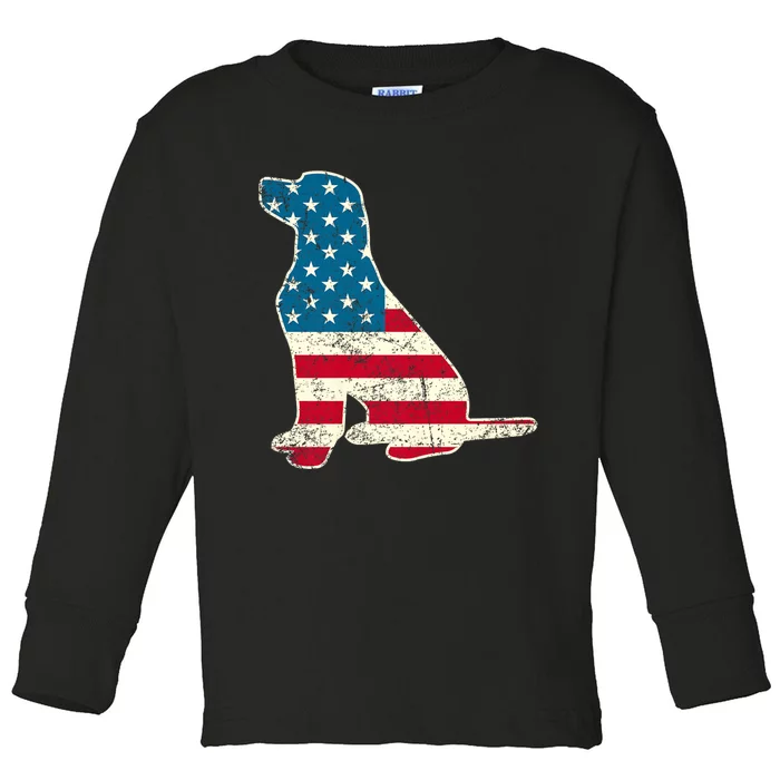 Labrador 4th Of July Dog Lover Gifts American Flag Toddler Long Sleeve Shirt