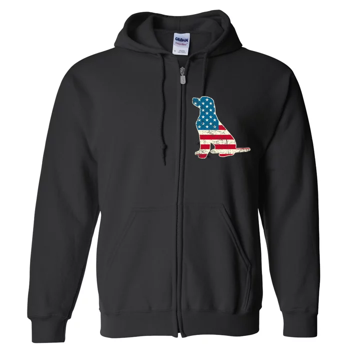 Labrador 4th Of July Dog Lover Gifts American Flag Full Zip Hoodie