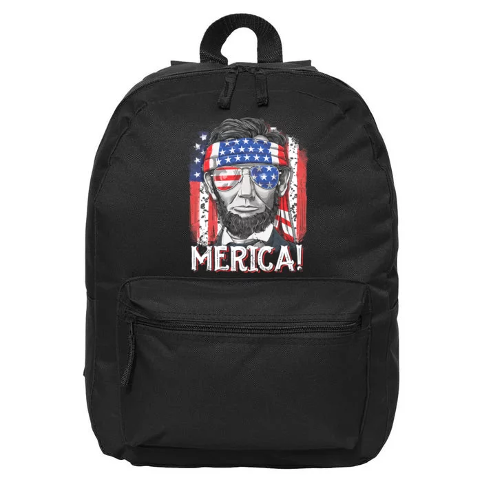 Lincoln 4th Of July Merica Abe American Flag 16 in Basic Backpack