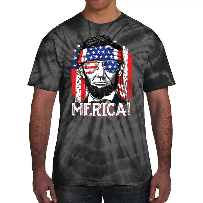 Lincoln 4th Of July Merica Abe American Flag Tie-Dye T-Shirt