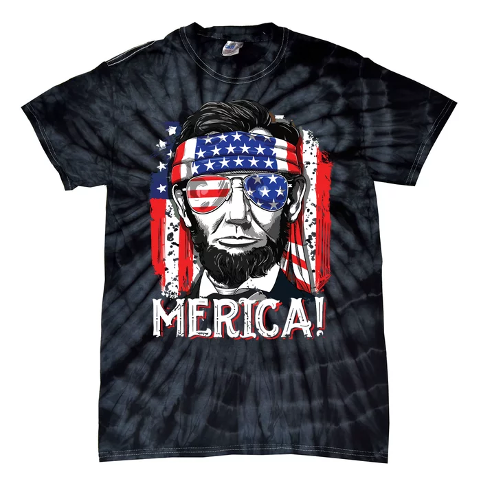 Lincoln 4th Of July Merica Abe American Flag Tie-Dye T-Shirt