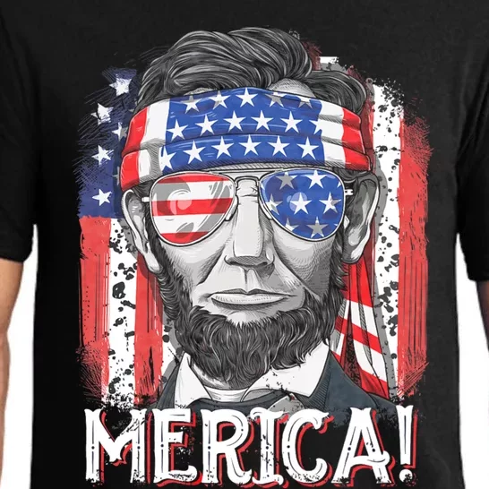 Lincoln 4th Of July Merica Abe American Flag Pajama Set