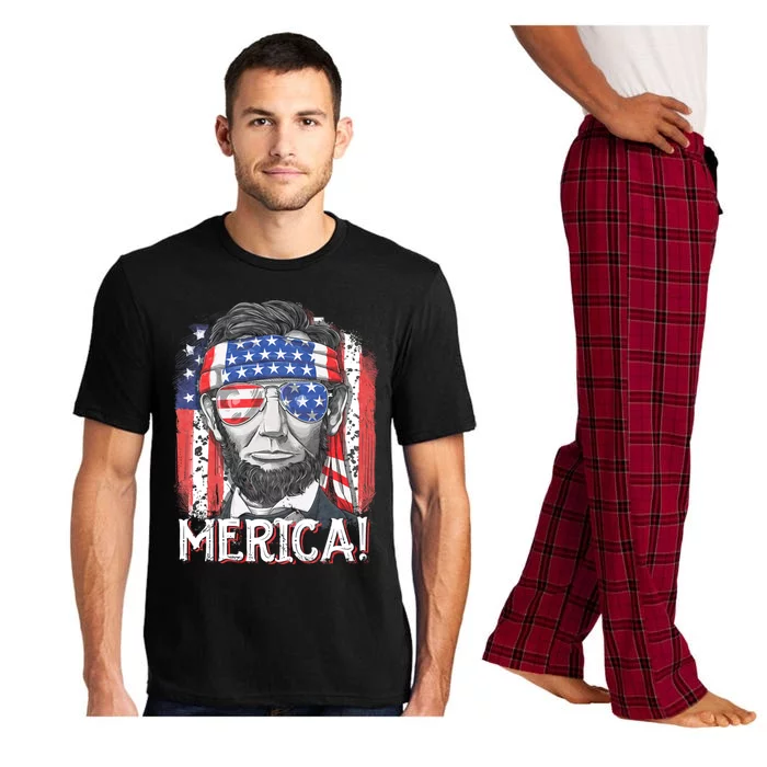 Lincoln 4th Of July Merica Abe American Flag Pajama Set