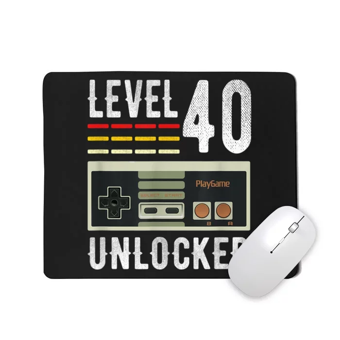 Level 40 Unlocked Birthday Shirt Video Gamer 40th Bday Gifts Mousepad