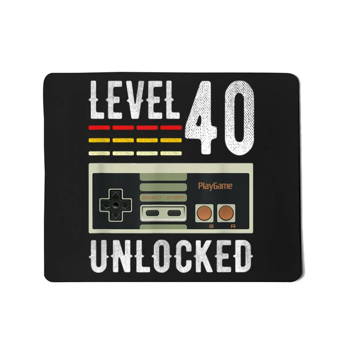 Level 40 Unlocked Birthday Shirt Video Gamer 40th Bday Gifts Mousepad