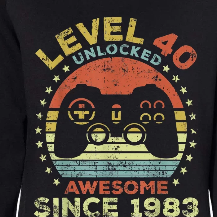 Level 40 Unlocked Awesome Since 1983 40th Birthday Gaming Womens California Wash Sweatshirt