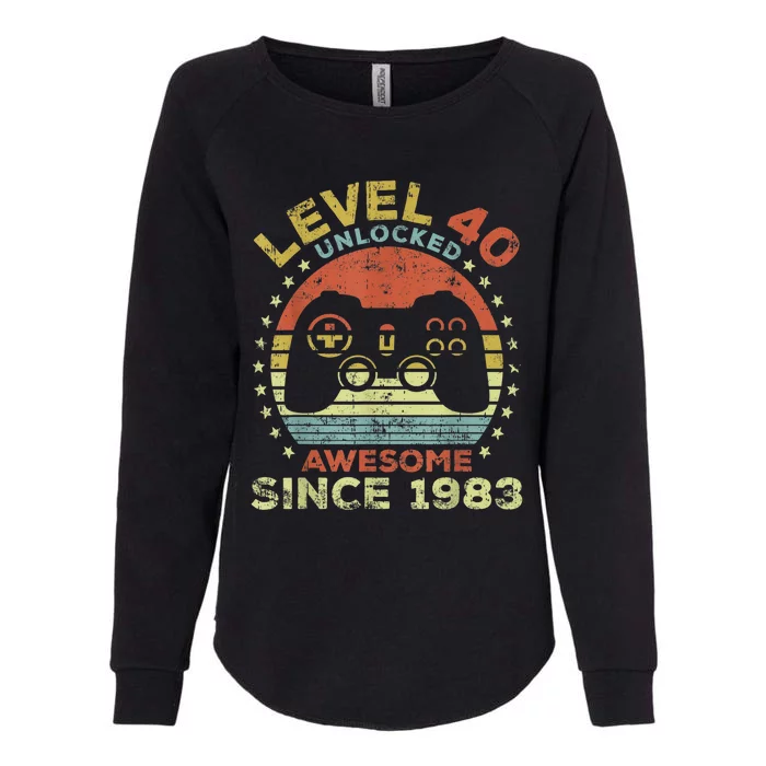 Level 40 Unlocked Awesome Since 1983 40th Birthday Gaming Womens California Wash Sweatshirt