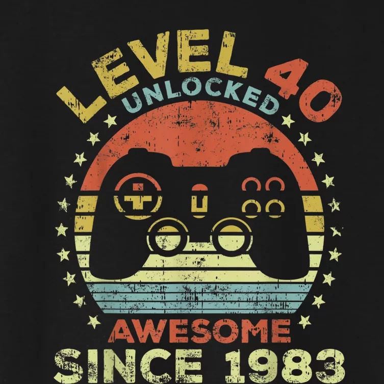 Level 40 Unlocked Awesome Since 1983 40th Birthday Gaming Women's Crop Top Tee