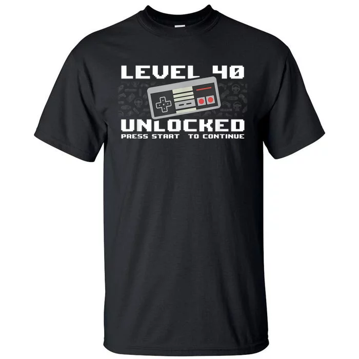 Level 40 Unlocked 1983 - 40 Years Old Gamer 40th Birthday Tall T-Shirt