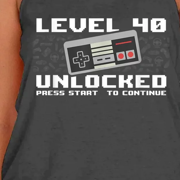 Level 40 Unlocked 1983 - 40 Years Old Gamer 40th Birthday Women's Knotted Racerback Tank