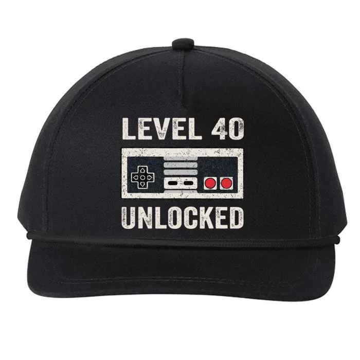 Level 40 Unlocked Video Gamer 40th Birthday Gifts Snapback Five-Panel Rope Hat