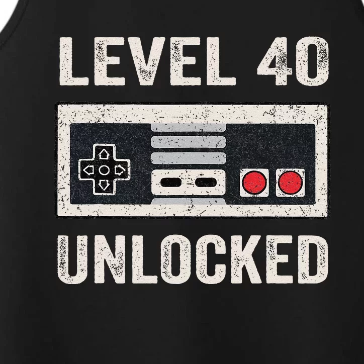 Level 40 Unlocked Video Gamer 40th Birthday Gifts Performance Tank