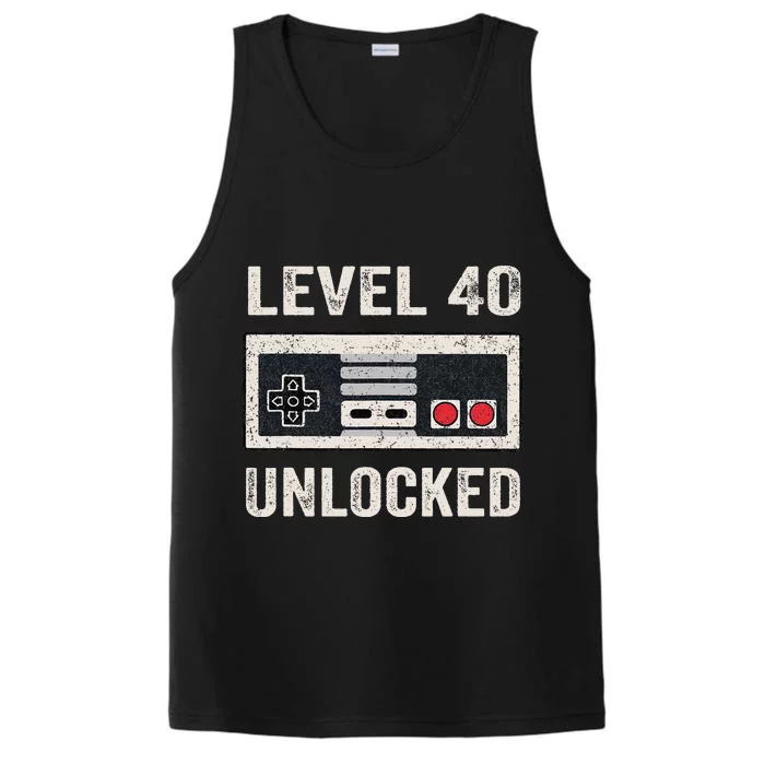 Level 40 Unlocked Video Gamer 40th Birthday Gifts Performance Tank