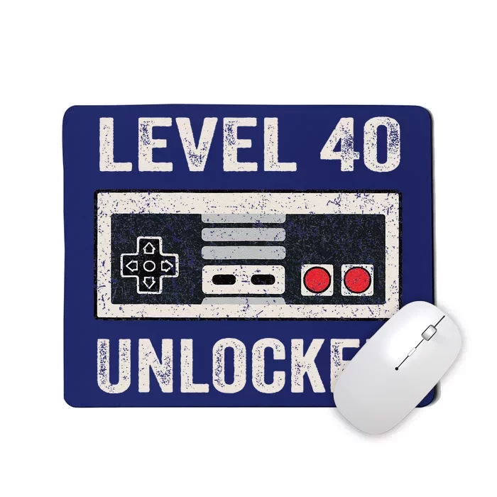 Level 40 Unlocked Video Gamer 40th Birthday Gifts Mousepad