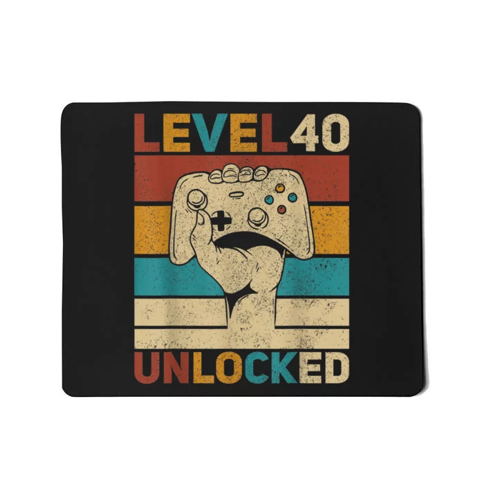 Level 40 Unlocked 40th Birthday 40 Years Old Gamer Wo Mousepad