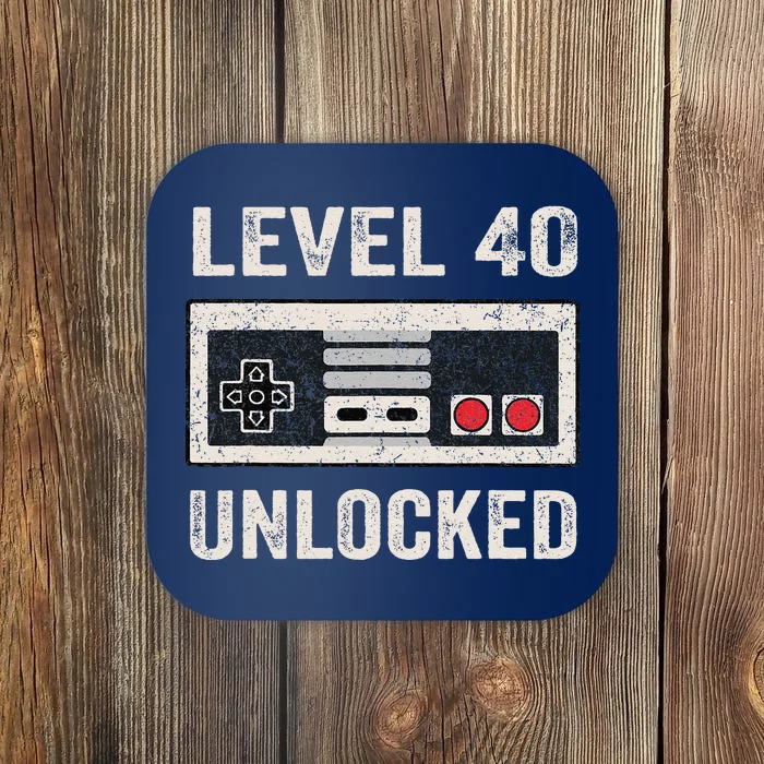 Level 40 Unlocked Video Gamer 40th Birthday Gifts Coaster