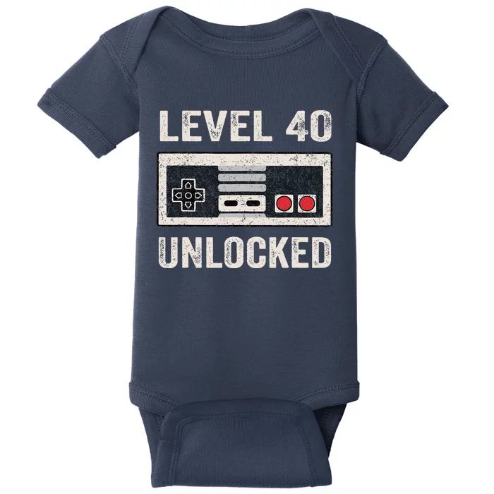 Level 40 Unlocked Video Gamer 40th Birthday Gifts Baby Bodysuit