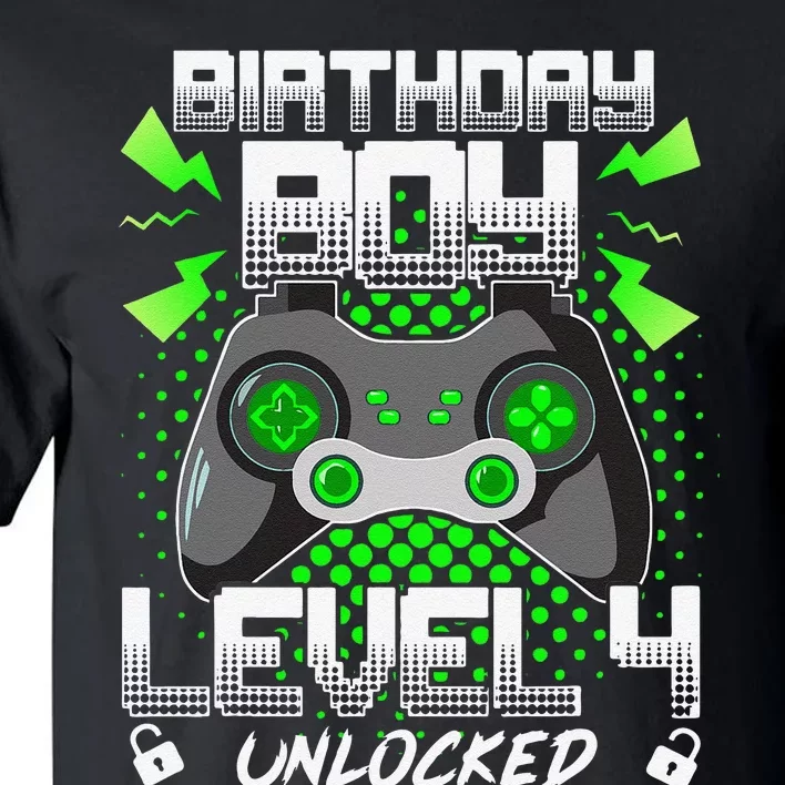 Level 4 Unlocked Gamer 4th Birthday Gift Video Game Lovers Tall T-Shirt