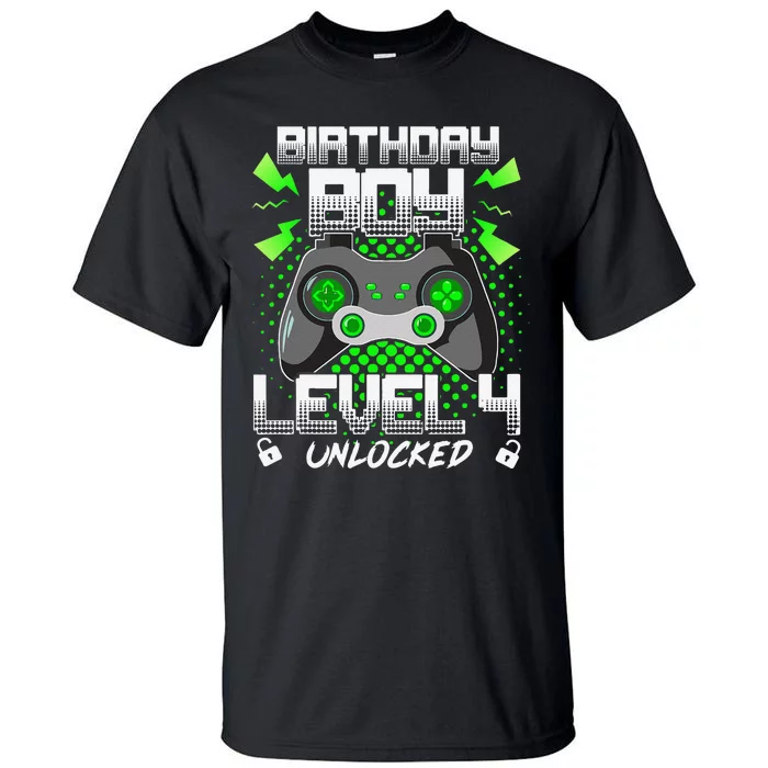 Level 4 Unlocked Gamer 4th Birthday Gift Video Game Lovers Tall T-Shirt