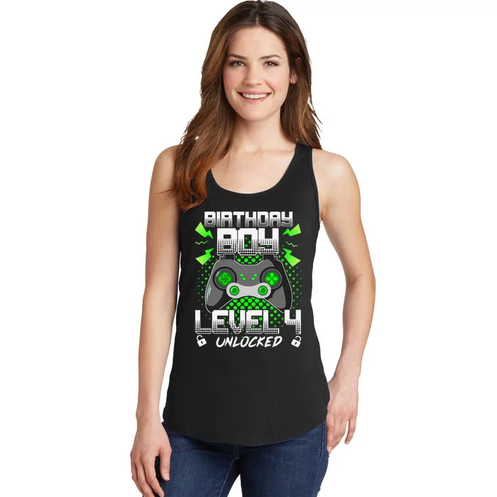 Level 4 Unlocked Gamer 4th Birthday Gift Video Game Lovers Ladies Essential Tank