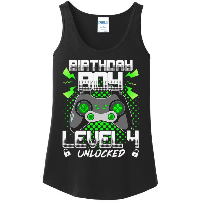 Level 4 Unlocked Gamer 4th Birthday Gift Video Game Lovers Ladies Essential Tank